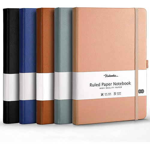 Hiukooka 5 Pack Cuaderno De Diario Rayado Universitario, Cua