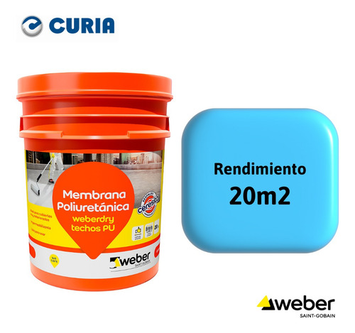 Membrana Líquida Poliuretánica Weberdry Pu Techos 20 Kgs Color Teja