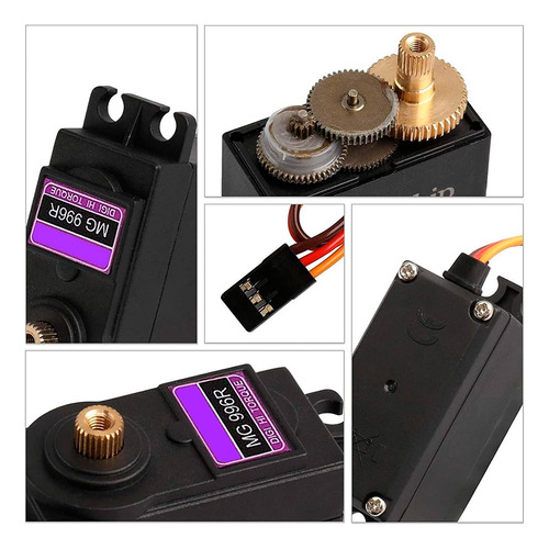 2 Piezas Servomotor Mg996r 11kg 180° Engranes De Metal Robot