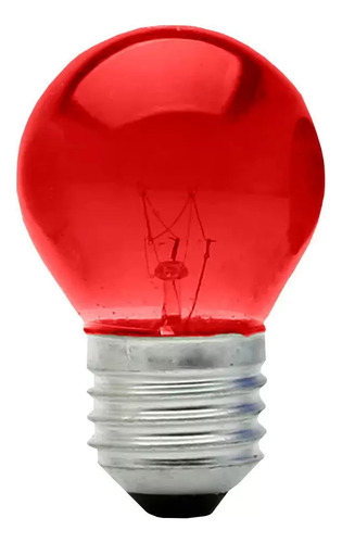 Kit 02 Lampadas Bolinha 15w 220v E-27 Cor Vermelha