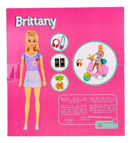 Muñeca Brittany Con Scooter Morado Y Accesorios Jwzs-60