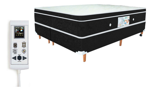 Cama Box Colchão Magnético Massageador Cromoterapia King Cor Preto