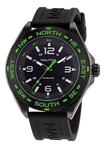 Nautica Reloj Para Hombre Con Correa De Silicona Negra Napcw