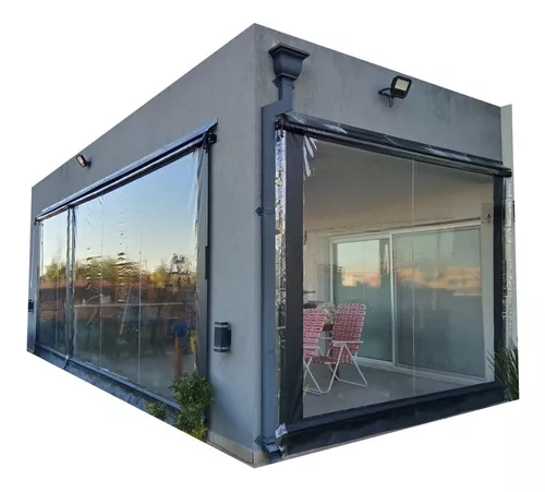 Toldo Cristal Transparente Cerramiento Pvc Enrollable Manual - $ 5.499