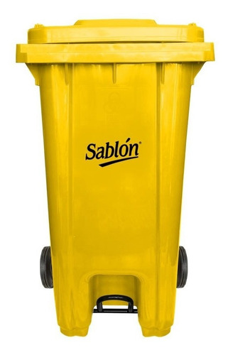Bote 240 L Con Ruedas Y Pedal Color Amarillo