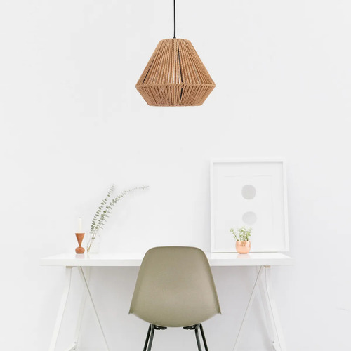 Lampara Colgante 3 Luces Tejida Fibra Sisal E27 Outletlamp