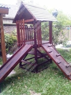 Juego De Madera Con Tobogán Y Trepador