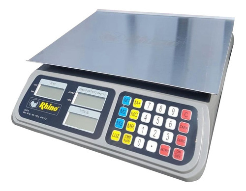 Báscula comercial digital Rhino BAR-8RS 40 kg 110V blanco/gris