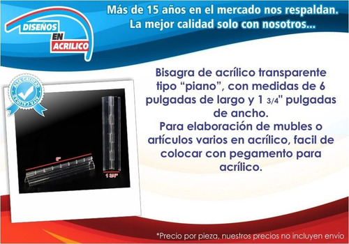 Bisagra De Acrílico 6 De Pulgadas 5 Pz