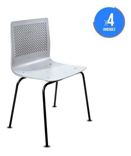 Silla Plástica Apilable Cocina Comedor Hogar Anana Patas De Acero Negro Pack X4 + Envio Gratis - Garantia Fabrica 