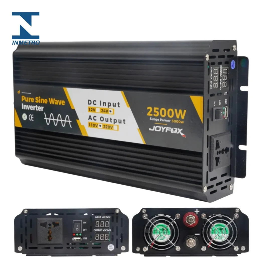 Joyfox Inversor Energia Onda Senoidal Pura 2500w Pico 5000w 24v Para 110v 60hz Usb Conversor Transformador Tensão