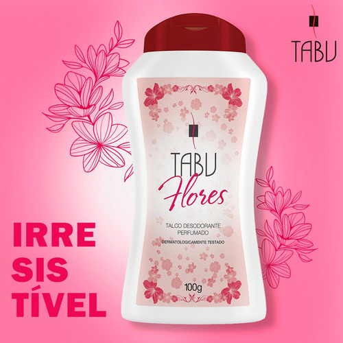 3x Talco Tabu Perfumado 100g Fragrâncias Deixa Pele Cheirosa