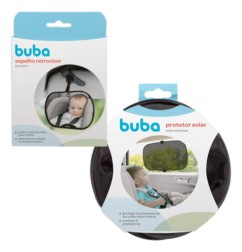 Kit Com Espelho Retrovisor Buba + 2 Protetor Solar Bebê