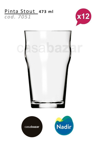 Imagen 3 de 7 de Vaso Vidrio Cerveza Pinta Stout 473 Ml Nadir Cod. 7051 X12 U