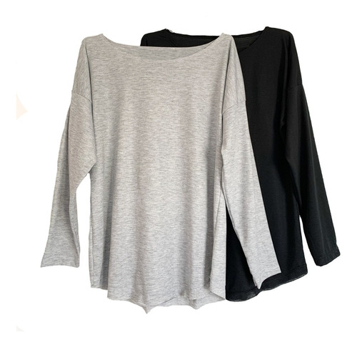 Remeras Mujer Oversize Algodon  Pack × 2 Manga Larga