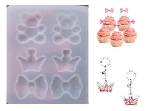 comprar Moldes De Silicon Oso Lazo Y Corona Resina Fondant 