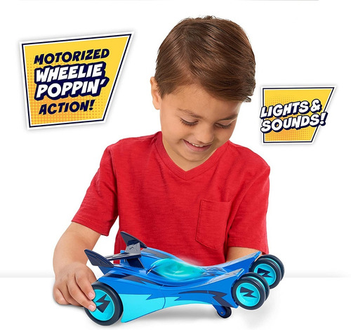 Pj Masks Pop-a-wheelie Cat-car, Pj Masks Vehículo Con Luces