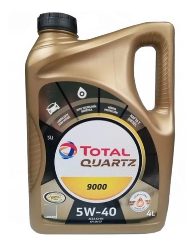 Aceite Sintetico Total 9000 5w40 4 L Diesel Nafta Check Oil