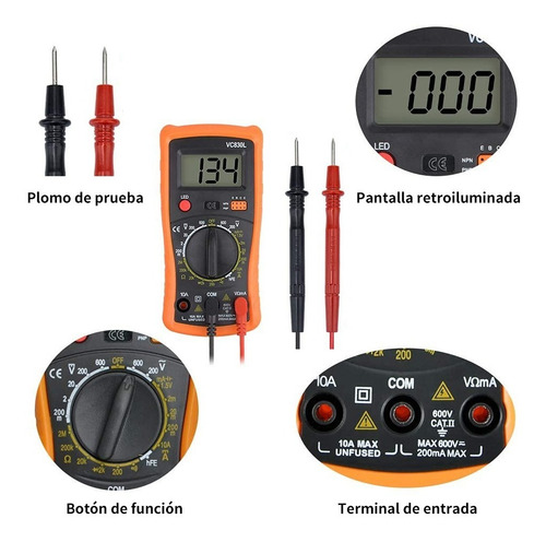 Imagen 3 de 9 de Multimetro Profesional Digital Vc830l
