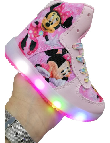 Botas Zapatos Tenis Personajes Minnie Luces Niña