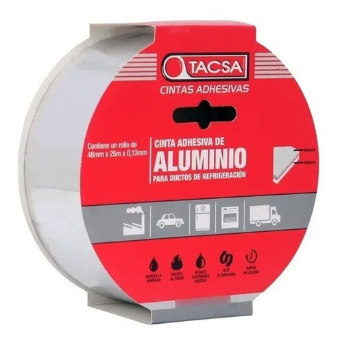 Cinta Adhesiva De Aluminio Tacsa 48mm X 25m X5 Unidades