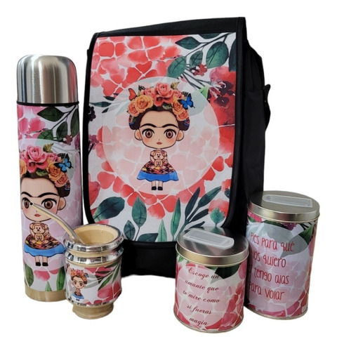 Set Matero Kit Completo Fridita Frida Khalo Mate Madera