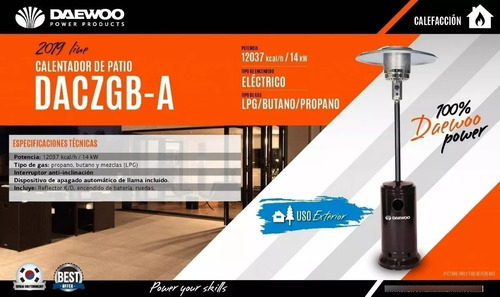 Imagen 3 de 10 de Calefactor Hongo Estufa Exterior Daewoo Patio Gas Sombrilla