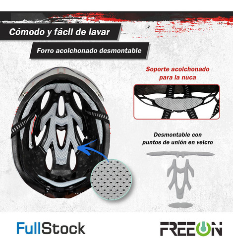 Casco Profesional Ciclismo C/lentes Imantados Fon400b Freeon Color Negro Talla L