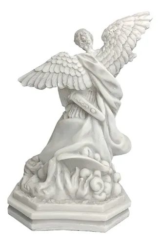 Imagen del arcángel San Miguel de mármol blanco de 22 cm