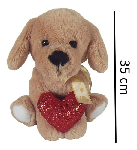 Peluche Perro Con Corazon 35 Cm Color Beige