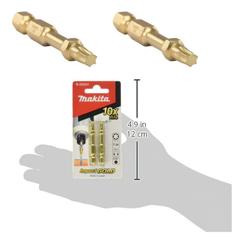 Set 2 Puntas Atornillador Kit Makita T25 Impact Gold 50 Mm