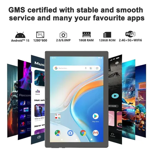 Tablet Android 15 (10 ) 18 Gb (4+14) + 128 Gb De Rom, Cor Pr Black