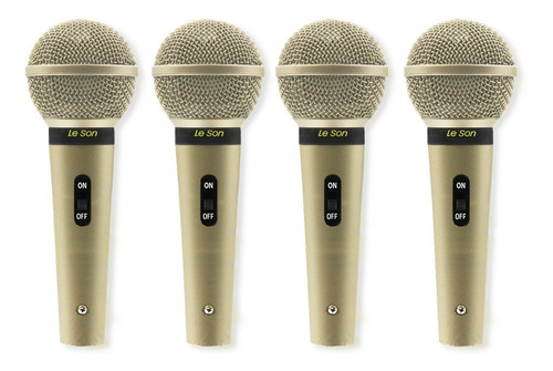Kit 4 Microfone Profissional Leson Cardióide Com Fio Sm58 P4