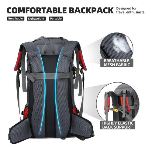 Wiyprqz Mochila Impermeable De 60 L Para Senderismo Y Con La