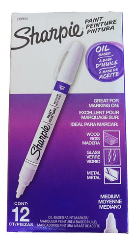 Marcador Sharpie Paint Base Aceite Punta Media Color Blanco