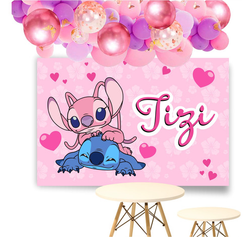 Banner Candy Fiesta Cumpleaños Deco Lilo Stitch 1.5x1 M