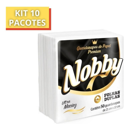 Kit 10 Pacotes C/ 50u Guardanapo De Papel Folha Dupla Nobby