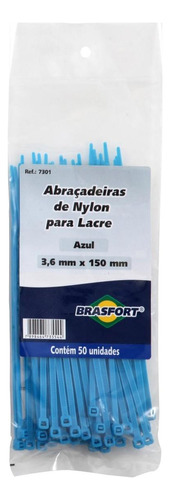 Abracadeira Nylon Brasfort Azul 3,6x150 50 Pecas 7301