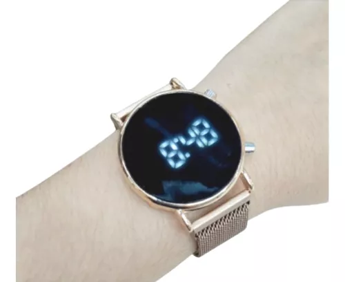 Reloj Led Touch Unisex Malla Metal Imán Ajustable Garantía
