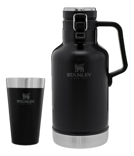 Combo Stanley Growler 1,9lts + Vaso Pinta 473ml Color Negro