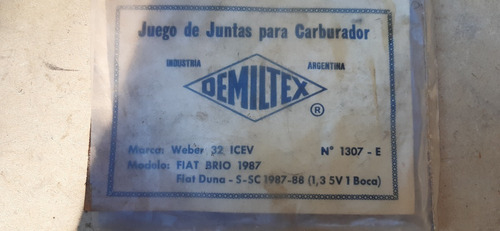 Junta Carburador Demiltex Fiat Brio 1987 Fiat Duna