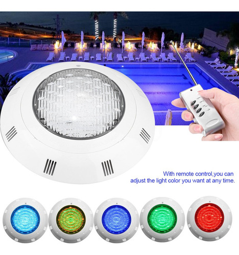 Lámpara De Piscina 12v 24 Led Rgb Subacuática Con Control Re
