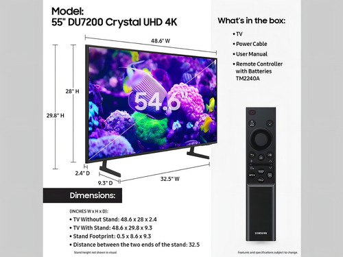 Smart Tv Samsung Un55du7200dxza 55 Pulgadas 4k Du7200 Series