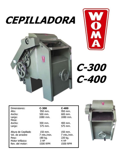 Cepilladora C400 Sin Motor Ni Accesorios