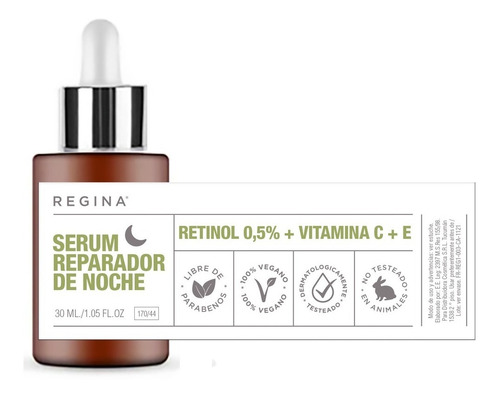 Imagen 2 de 7 de Serum Reparador De Noche Regina Complejo Retinol Antiarrugas