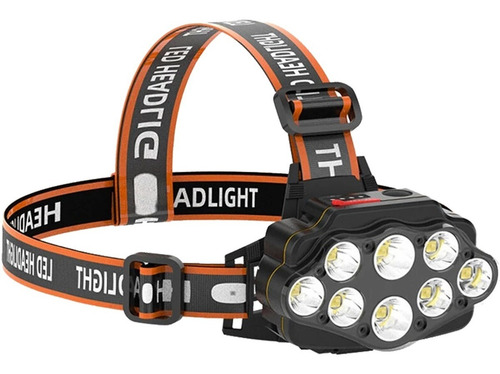 Lanterna De Cabeça Impermeável 8 Leds Usb Recarregável