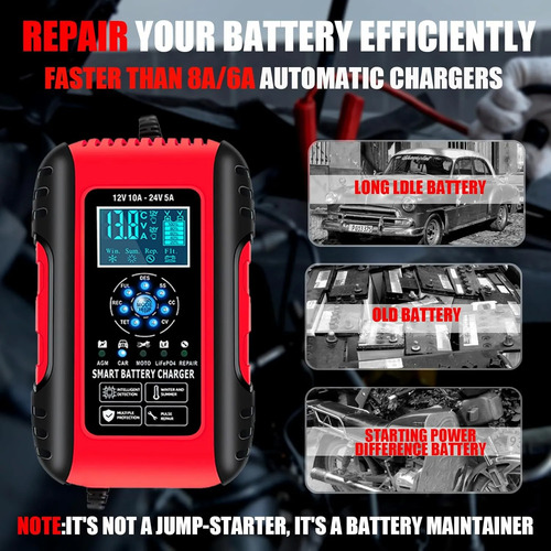 Cargador De Bateria Inteligente Carro Moto 12v 10a / 24v 5a