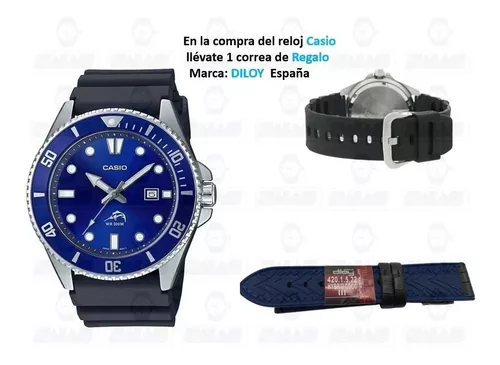 Correa Reloj Diloy Silicona Negro / Azul SBR22