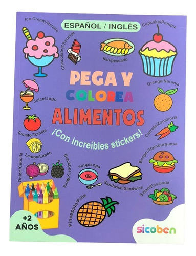 Libro Pega Y Colorea En Español-ingles Sicoben