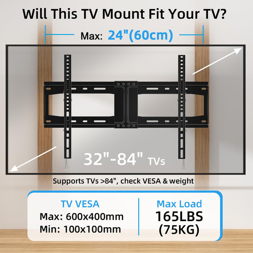 Soporte De Pared Home Vision Heavy Duty, Inclinable Para Tel